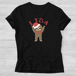 Holly Jolly Character Personalized Christmas Hanes Ladies Fitted Tee - 27828-FT