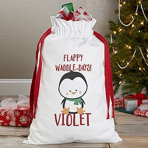 Holly Jolly Characters Personalized Penguin Santa Sack - 27833-P