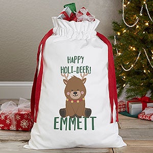 Holly Jolly Characters Personalized Reindeer Santa Sack - 27833-R