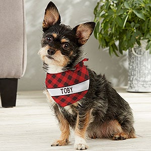 Holiday Plaid Personalized Christmas Dog Bandana - Small - 27842