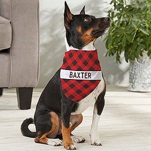 Holiday Plaid Personalized Christmas Dog Bandana - Medium - 27842-M