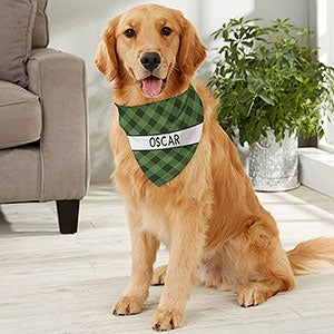 Holiday Plaid Personalized Christmas Dog Bandana - Large - 27842-L