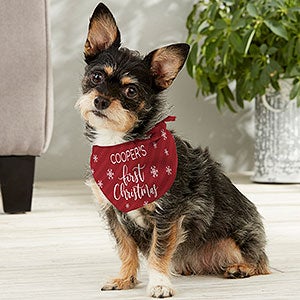 Red and White Personalized Dogs First Christmas Bandana - Small - 27843