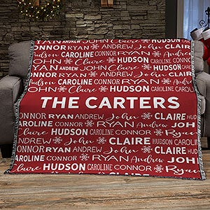 Snowflake Family Personalized Christmas 56x60 Woven Throw Blanket - 27856-A