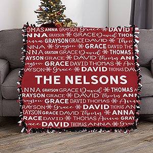 Snowflake Family Personalized Christmas 50x60 Tie Blanket - 27856-T