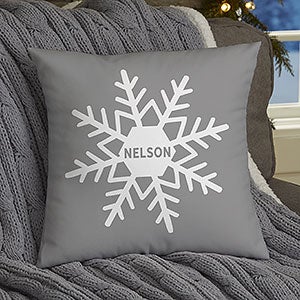 Snowflake Family Personalized Christmas 14-inch Velvet Throw Pillow - 27860-SV
