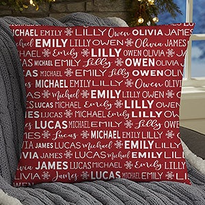 Snowflake Family Personalized Christmas 18 Velvet Throw Pillow - 27860-LV