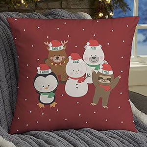 Holly Jolly Characters Personalized Christmas 18-inch Velvet Throw Pillow - 27861-LV