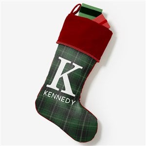 Christmas Plaid Personalized Burgundy Christmas Stockings - 27862-B