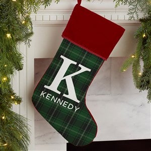 Christmas Plaid Personalized Burgundy Christmas Stockings - 27862-B