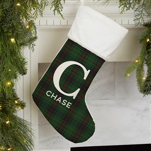 Christmas Plaid Personalized Ivory Christmas Stockings - 27862-I