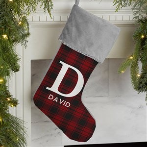 Christmas Plaid Personalized Grey Christmas Stockings - 27862-GR