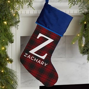Christmas Plaid Personalized Blue Christmas Stockings - 27862-BL