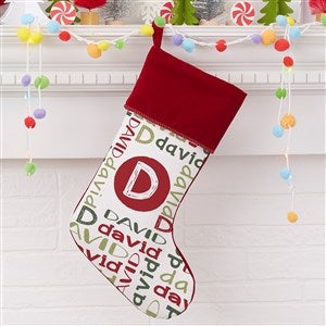 Youthful Name Personalized Burgundy Christmas Stockings - 27864-B