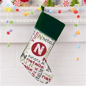 Youthful Name Personalized Green Christmas Stocking - 27864-G