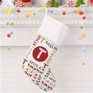 Youthful Name Personalized Ivory Christmas Stocking - 27864-I