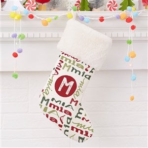 Youthful Name Personalized Ivory Faux Fur Christmas Stockings - 27864-IF