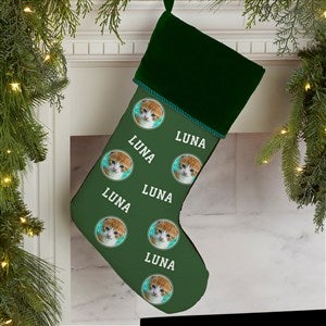 Pet Photo Phrase Personalized Green Christmas Stocking - 27866-G