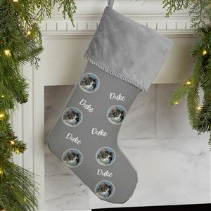 Pet Photo Phrase Personalized Grey Christmas Stocking - 27866-GR