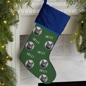 Pet Photo Phrase Personalized Blue Christmas Stocking - 27866-BL