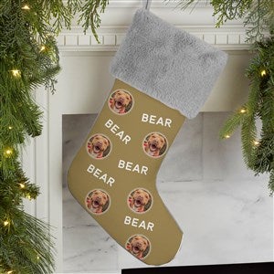 Pet Photo Phrase Personalized Grey Faux Fur Christmas Stocking - 27866-GF