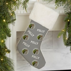 Pet Photo Phrase Personalized Ivory Faux Fur Christmas Stocking - 27866-IF