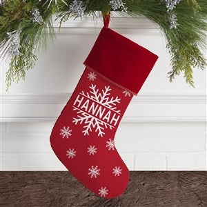 Snowflake Family Personalized Burgundy Christmas Stocking - 27867-B