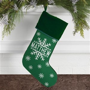 Snowflake Family Personalized Green Christmas Stocking - 27867-G