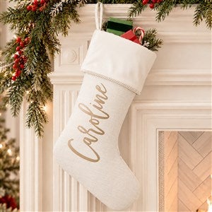 Scripty Name Personalized Ivory Christmas Stockings - 27868-I