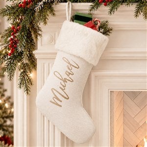 Scripty Name Personalized Ivory Faux Fur Christmas Stockings - 27868-IF