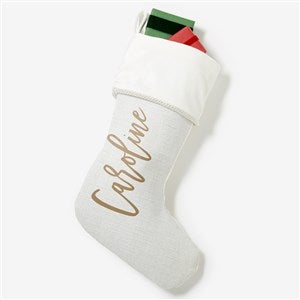 Scripty Name Personalized Ivory Christmas Stockings - 27868-I