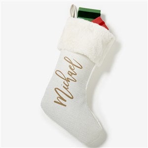 Scripty Name Personalized Ivory Faux Fur Christmas Stockings - 27868-IF