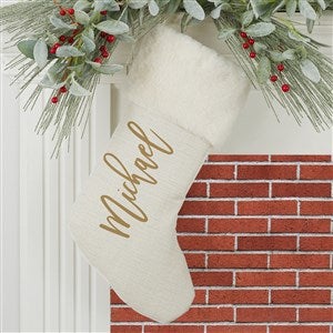 Scripty Name Personalized Ivory Faux Fur Christmas Stockings - 27868-IF