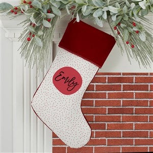 Modern Polka Dot Personalized Burgundy Christmas Stockings - 27869-B