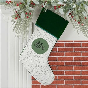 Modern Polka Dot Personalized Green Christmas Stockings - 27869-G