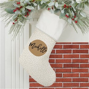 Modern Polka Dot Personalized Ivory Christmas Stockings - 27869-I