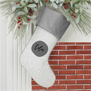 Modern Polka Dot Personalized Grey Christmas Stockings - 27869-GR