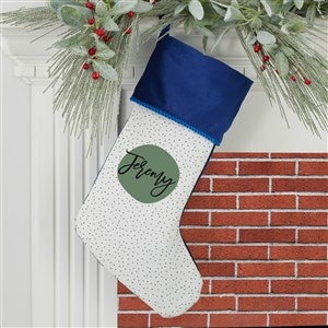 Modern Polka Dot Personalized Blue Christmas Stockings - 27869-BL