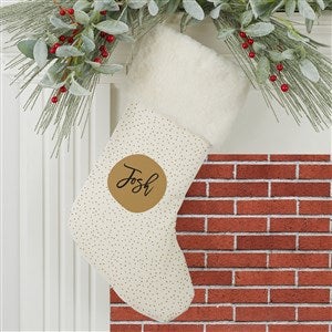 Modern Polka Dot Personalized Ivory Faux Fur Christmas Stockings - 27869-IF