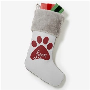 Pet Paw Personalized Grey Faux Fur Christmas Stockings - 27872-GF