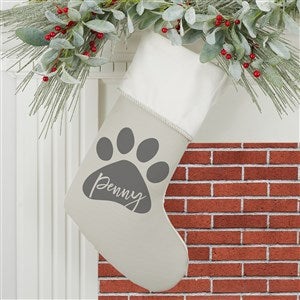 Pet Paw Personalized Ivory Christmas Stocking - 27872-I