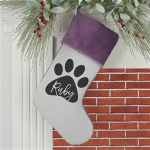 Pet Paw Personalized Purple Christmas Stockings - 27872-P