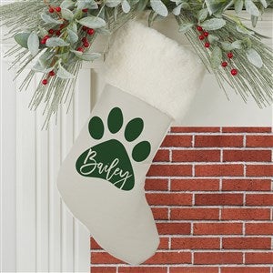 Pet Paw Personalized Ivory Faux Fur Christmas Stockings - 27872-IF