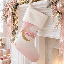 Beyond The Moon Personalized Ivory Faux Fur Babys First Christmas Stocking - 27874-IF