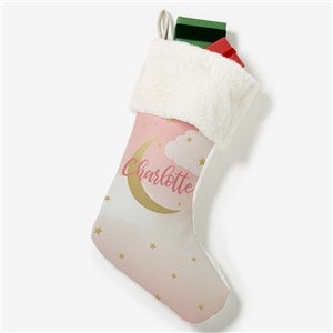 Beyond The Moon Personalized Ivory Faux Fur Babys First Christmas Stocking - 27874-IF