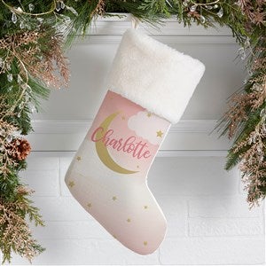 Beyond The Moon Personalized Ivory Faux Fur Babys First Christmas Stocking - 27874-IF