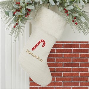 Choose Your Icon Personalized Ivory Faux Fur Christmas Stockings - 27875-IF
