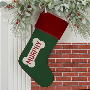 Dog Bone Personalized Burgundy Christmas Stocking - 27876-B