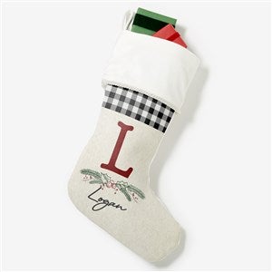 Festive Foliage Personalized Ivory Christmas Stocking - 27877-I