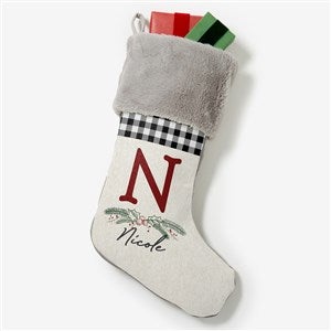 Festive Foliage Personalized Grey Faux Fur Christmas Stockings - 27877-GF